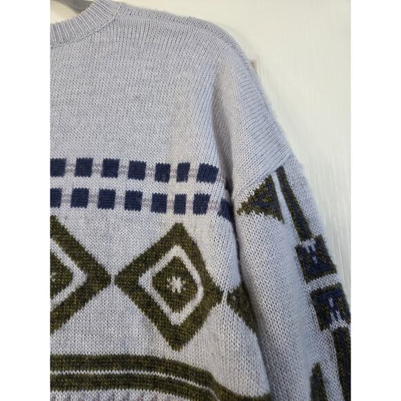 J Crew Pale Blue Wool Mohair Nordic Fair Isle Ski Pullover Sweater Women's Small - Picture 9 of 12